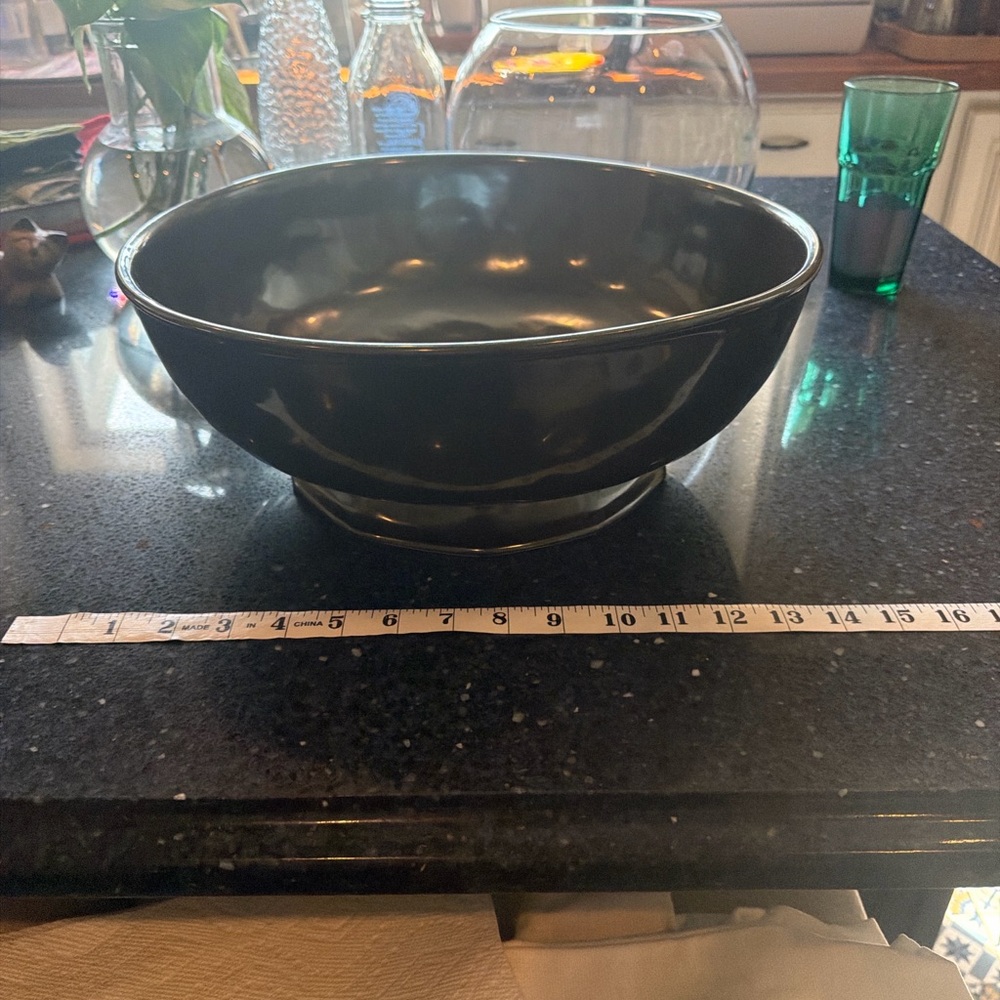 Juliska Pewter Stoneware Large Footed Serving Bowl Portugal 14”